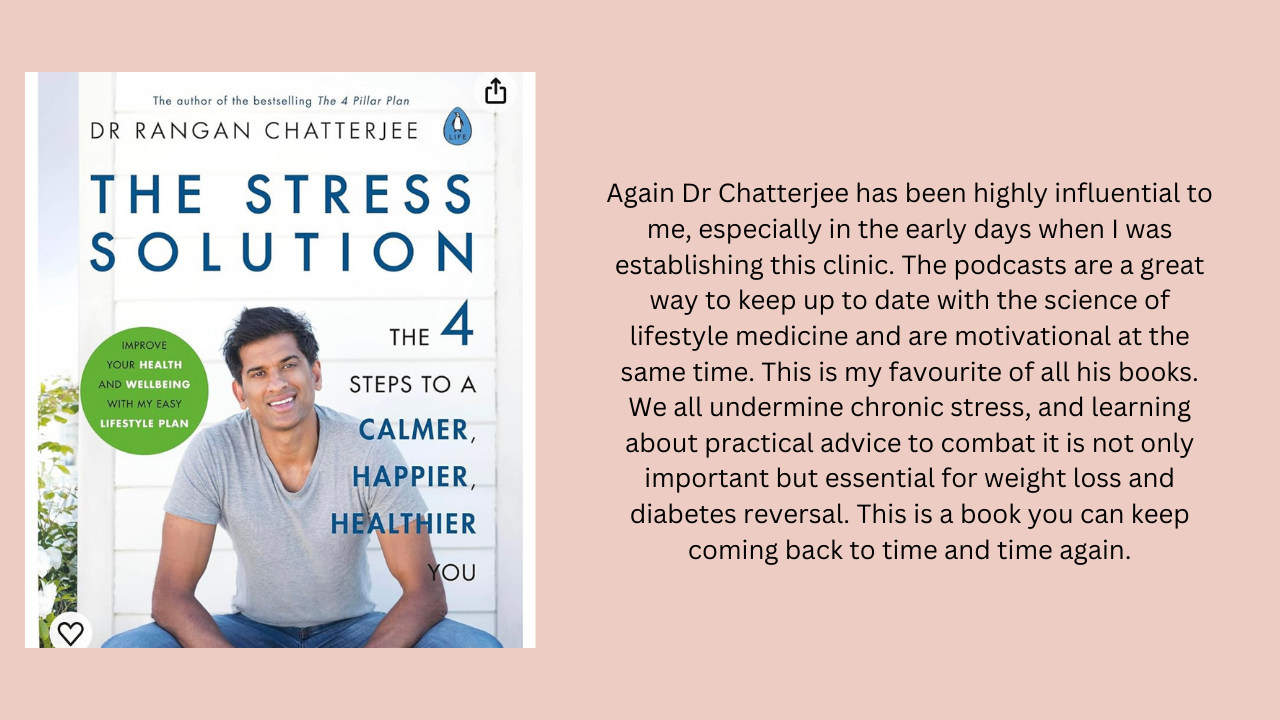 Book cover of The Stress Solution by Dr Rangan Chatterjee with notes on reversing type 2 diabetes