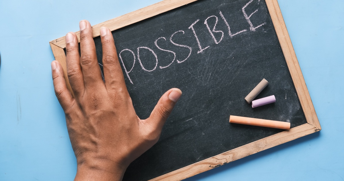 Blackboard with the word "Impossible" changed to "Possible," symbolizing hope and the potential for reversing type 2 diabetes naturally.
