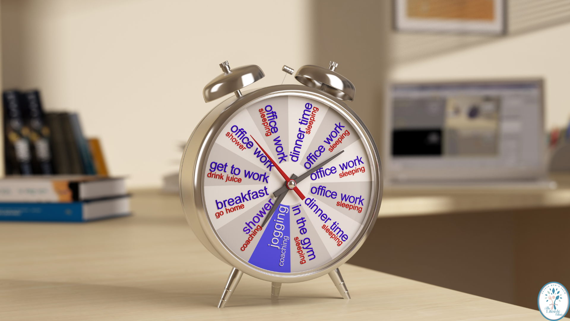 Clock representing daily routines and time management to support self-control and reverse type 2 diabetes