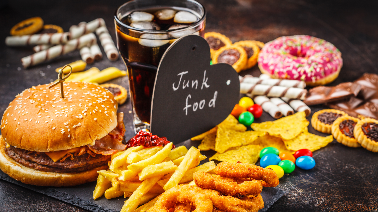 Plate of junk food showing typical choices during emotional eating episodes