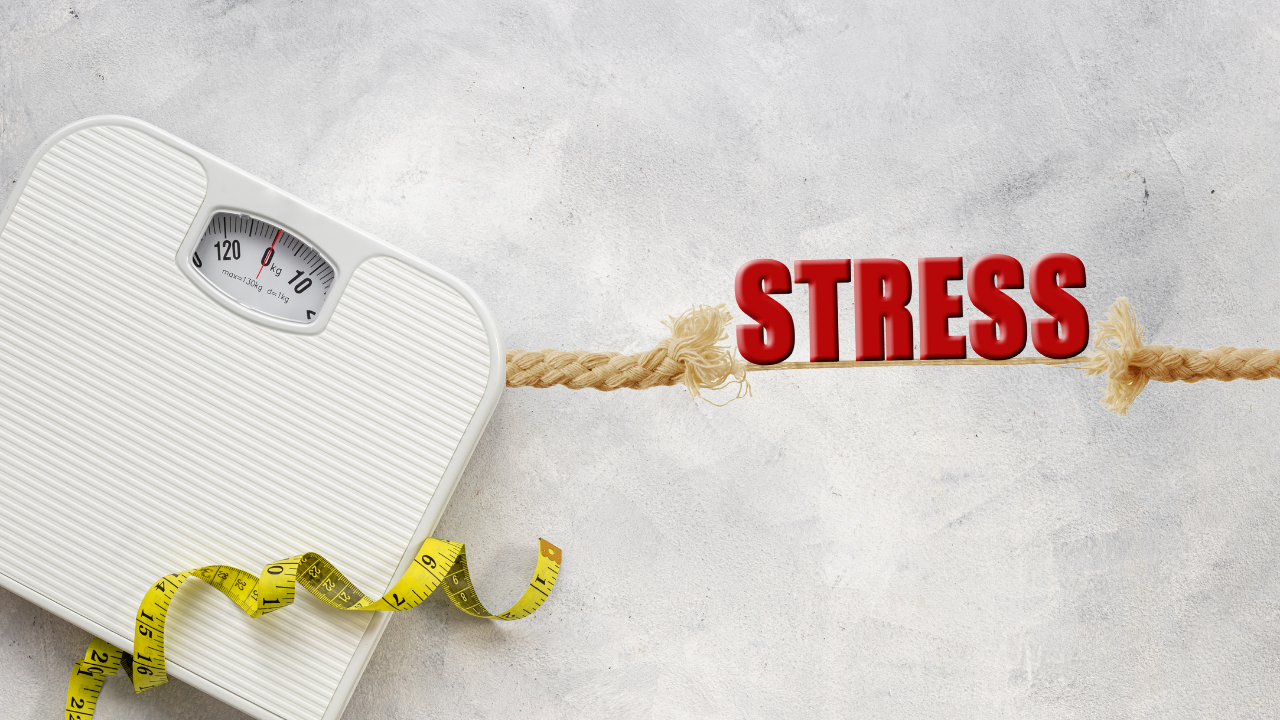 Rope-pulling illustration showing the struggle between stress and balanced blood sugar management